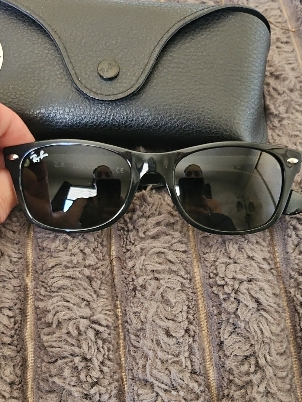 Ray-Ban New Wayfarer sunglasses, specifically the RB2132 901/58 variant